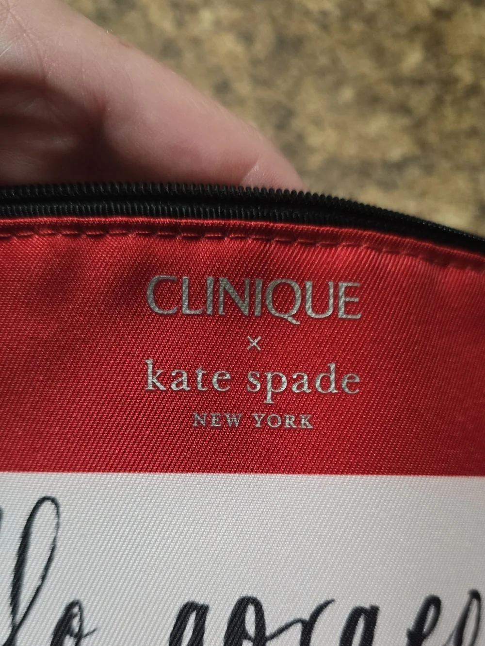 Clinique kate spade Red White Pink Striped 'hello, gorgeous.' Cosmetic Pouch